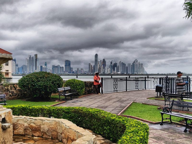 The Panama City skyline at the start of the trip
