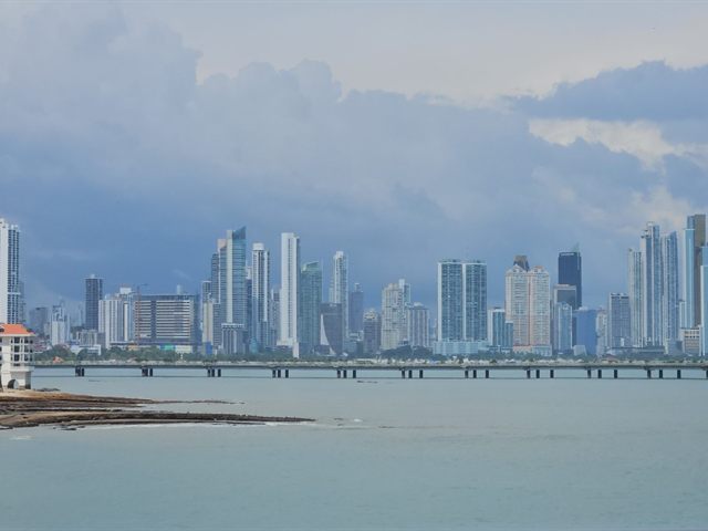 The Panama City skyline seen from the causeway The Panama City skyline seen from the causeway